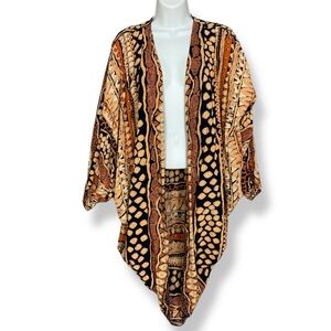 Bohemian Robe Kimono Draped Women Casual Slouchy Hippie Festival Orange Black
